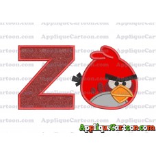 Red Angry Birds Applique Embroidery Design With Alphabet Z
