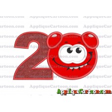Red Jelly Applique Embroidery Design Birthday Number 2