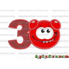 Red Jelly Applique Embroidery Design Birthday Number 3