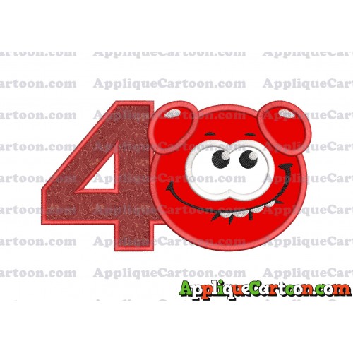 Red Jelly Applique Embroidery Design Birthday Number 4