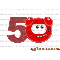 Red Jelly Applique Embroidery Design Birthday Number 5