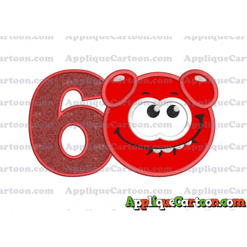 Red Jelly Applique Embroidery Design Birthday Number 6