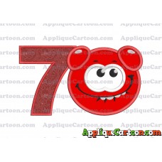 Red Jelly Applique Embroidery Design Birthday Number 7