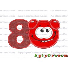 Red Jelly Applique Embroidery Design Birthday Number 8