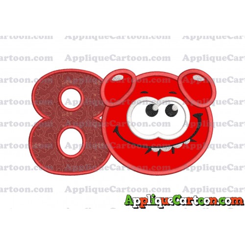Red Jelly Applique Embroidery Design Birthday Number 8