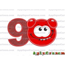 Red Jelly Applique Embroidery Design Birthday Number 9