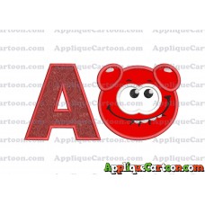 Red Jelly Applique Embroidery Design With Alphabet A