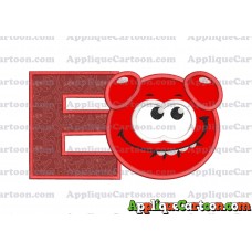 Red Jelly Applique Embroidery Design With Alphabet E