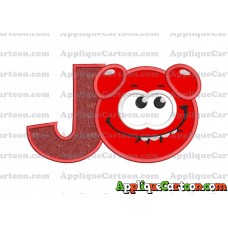 Red Jelly Applique Embroidery Design With Alphabet J