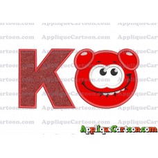 Red Jelly Applique Embroidery Design With Alphabet K