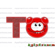 Red Jelly Applique Embroidery Design With Alphabet T