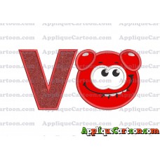Red Jelly Applique Embroidery Design With Alphabet V