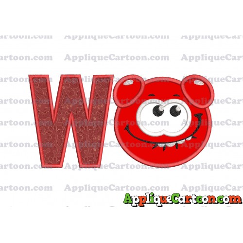 Red Jelly Applique Embroidery Design With Alphabet W