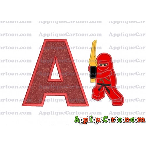 Red Lego Applique Embroidery Design With Alphabet A