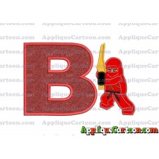 Red Lego Applique Embroidery Design With Alphabet B