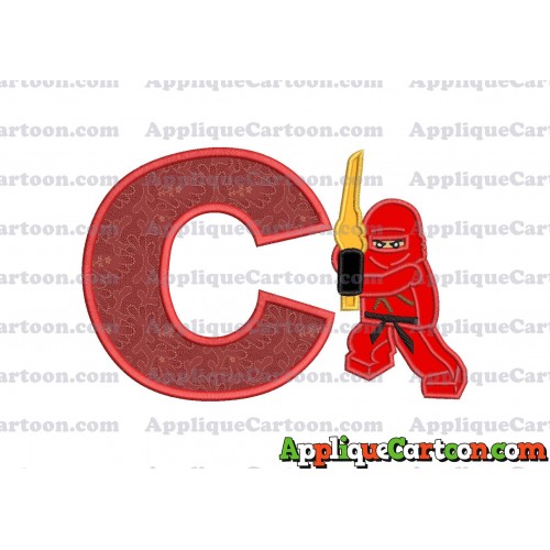 Red Lego Applique Embroidery Design With Alphabet C
