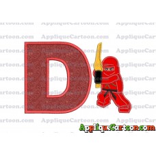 Red Lego Applique Embroidery Design With Alphabet D