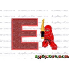 Red Lego Applique Embroidery Design With Alphabet E
