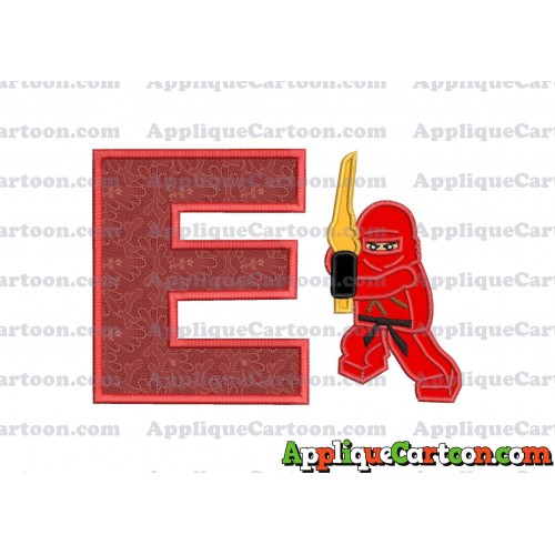 Red Lego Applique Embroidery Design With Alphabet E