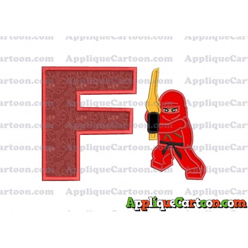 Red Lego Applique Embroidery Design With Alphabet F