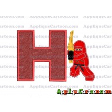 Red Lego Applique Embroidery Design With Alphabet H