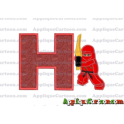 Red Lego Applique Embroidery Design With Alphabet H