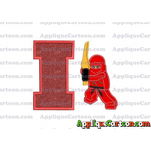Red Lego Applique Embroidery Design With Alphabet I
