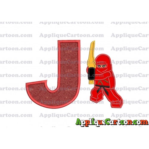Red Lego Applique Embroidery Design With Alphabet J