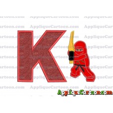 Red Lego Applique Embroidery Design With Alphabet K