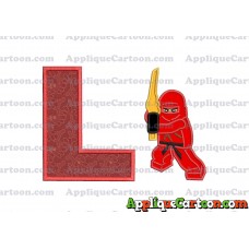 Red Lego Applique Embroidery Design With Alphabet L