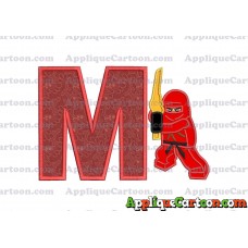 Red Lego Applique Embroidery Design With Alphabet M