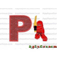 Red Lego Applique Embroidery Design With Alphabet P
