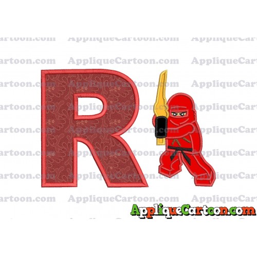 Red Lego Applique Embroidery Design With Alphabet R