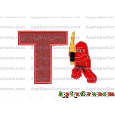 Red Lego Applique Embroidery Design With Alphabet T