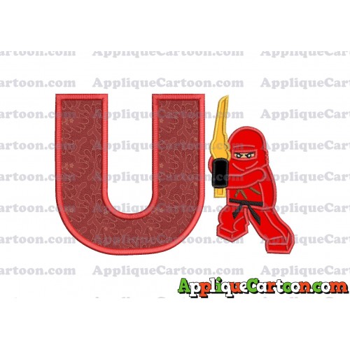 Red Lego Applique Embroidery Design With Alphabet U