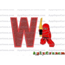 Red Lego Applique Embroidery Design With Alphabet W