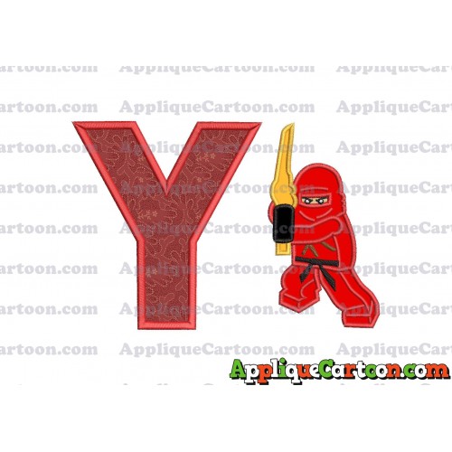 Red Lego Applique Embroidery Design With Alphabet Y