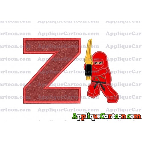 Red Lego Applique Embroidery Design With Alphabet Z