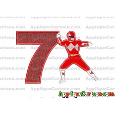 Red Power Rangers Applique Embroidery Design Birthday Number 7