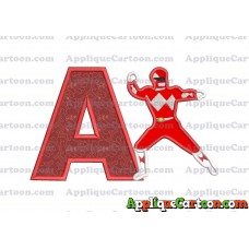 Red Power Rangers Applique Embroidery Design With Alphabet A
