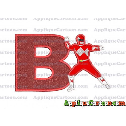Red Power Rangers Applique Embroidery Design With Alphabet B