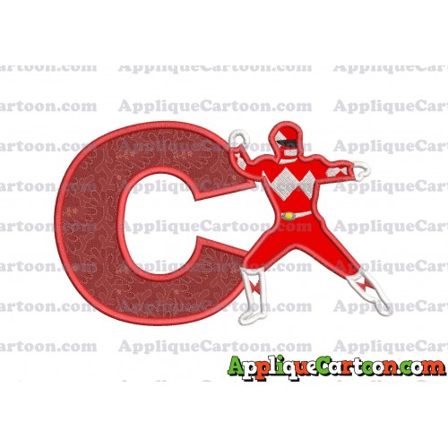 Red Power Rangers Applique Embroidery Design With Alphabet C