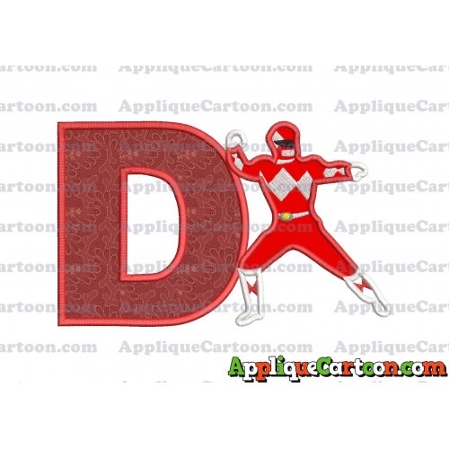 Red Power Rangers Applique Embroidery Design With Alphabet D