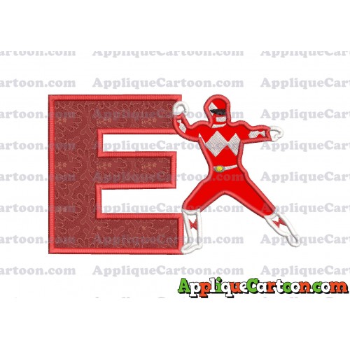 Red Power Rangers Applique Embroidery Design With Alphabet E