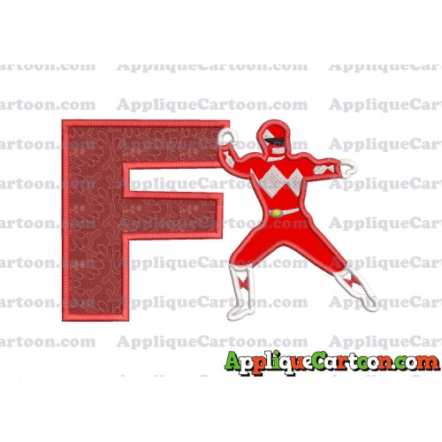 Red Power Rangers Applique Embroidery Design With Alphabet F