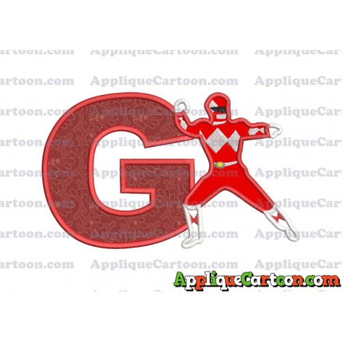 Red Power Rangers Applique Embroidery Design With Alphabet G