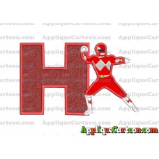 Red Power Rangers Applique Embroidery Design With Alphabet H