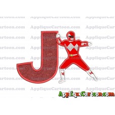 Red Power Rangers Applique Embroidery Design With Alphabet J