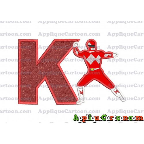 Red Power Rangers Applique Embroidery Design With Alphabet K