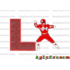 Red Power Rangers Applique Embroidery Design With Alphabet L